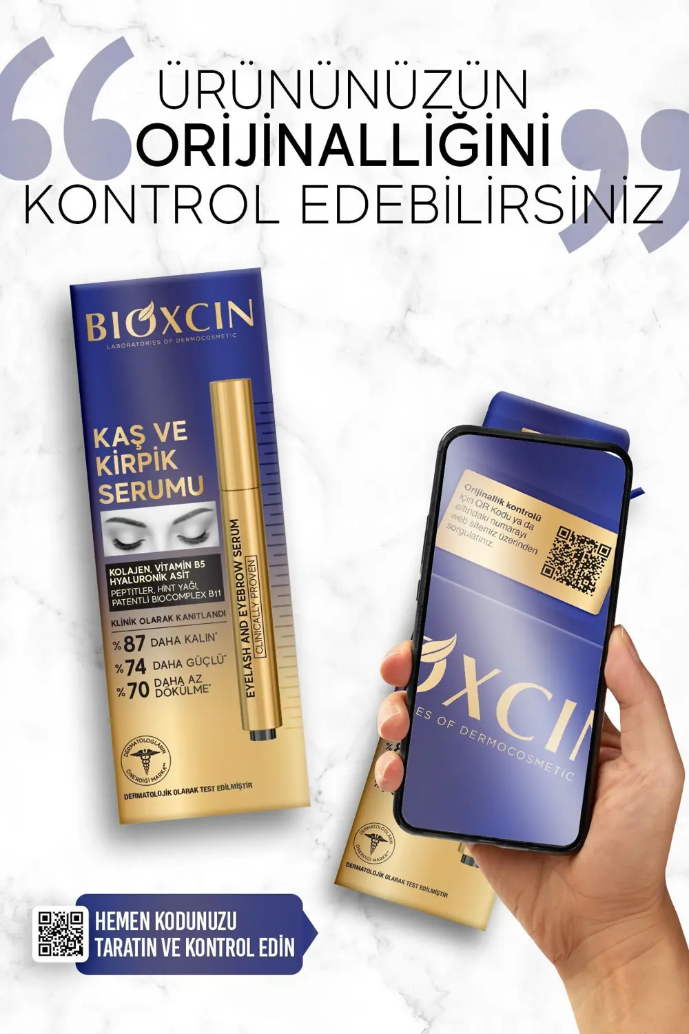 Bioxcin Kaş Kirpik Serumu - Kolajen Hyaluronik Asit Hint Yağı Ker