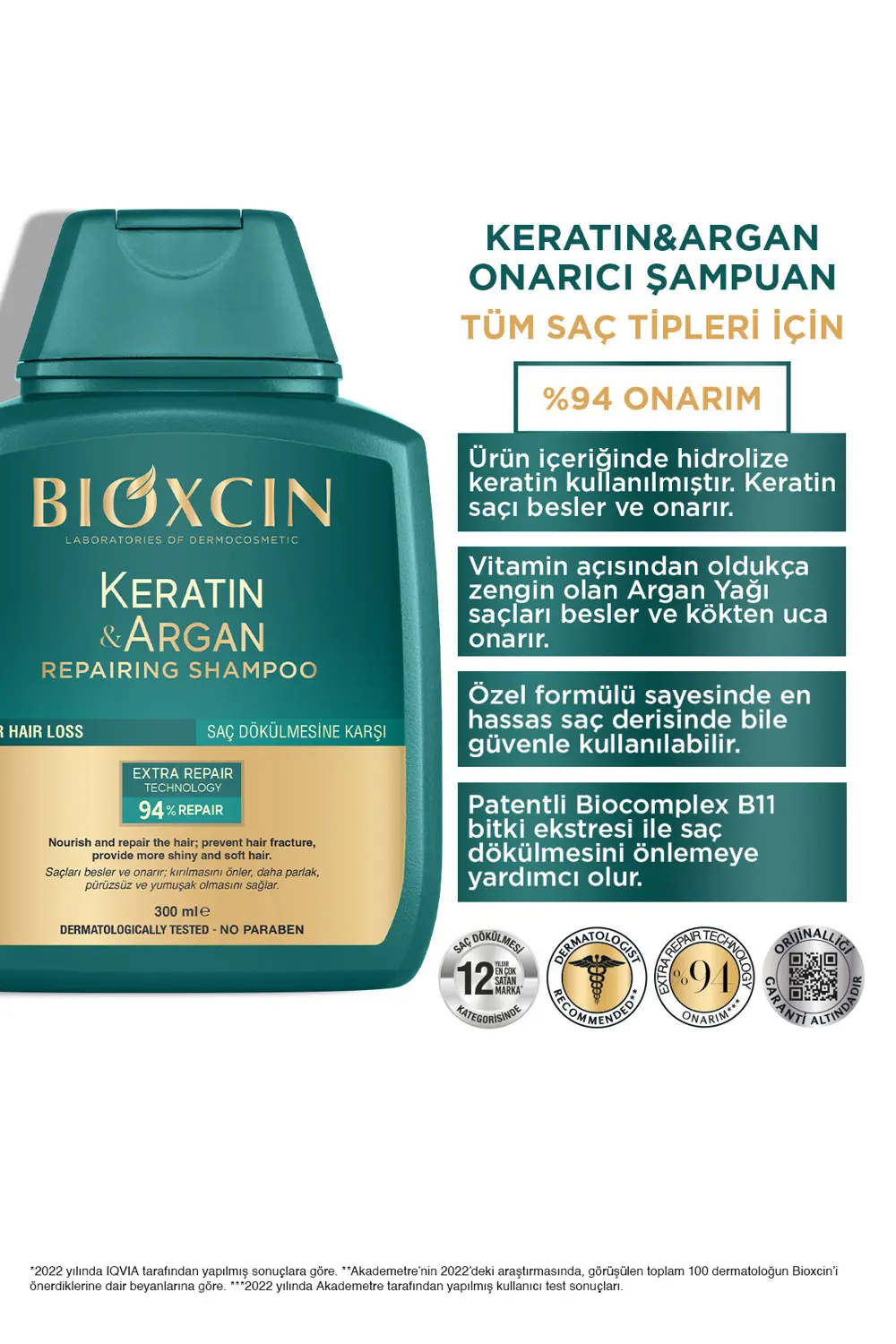 Bioxcin Keratin & Argan Onarıcı Bakım Şampuan 300 ml 3 Al 2 Öde -