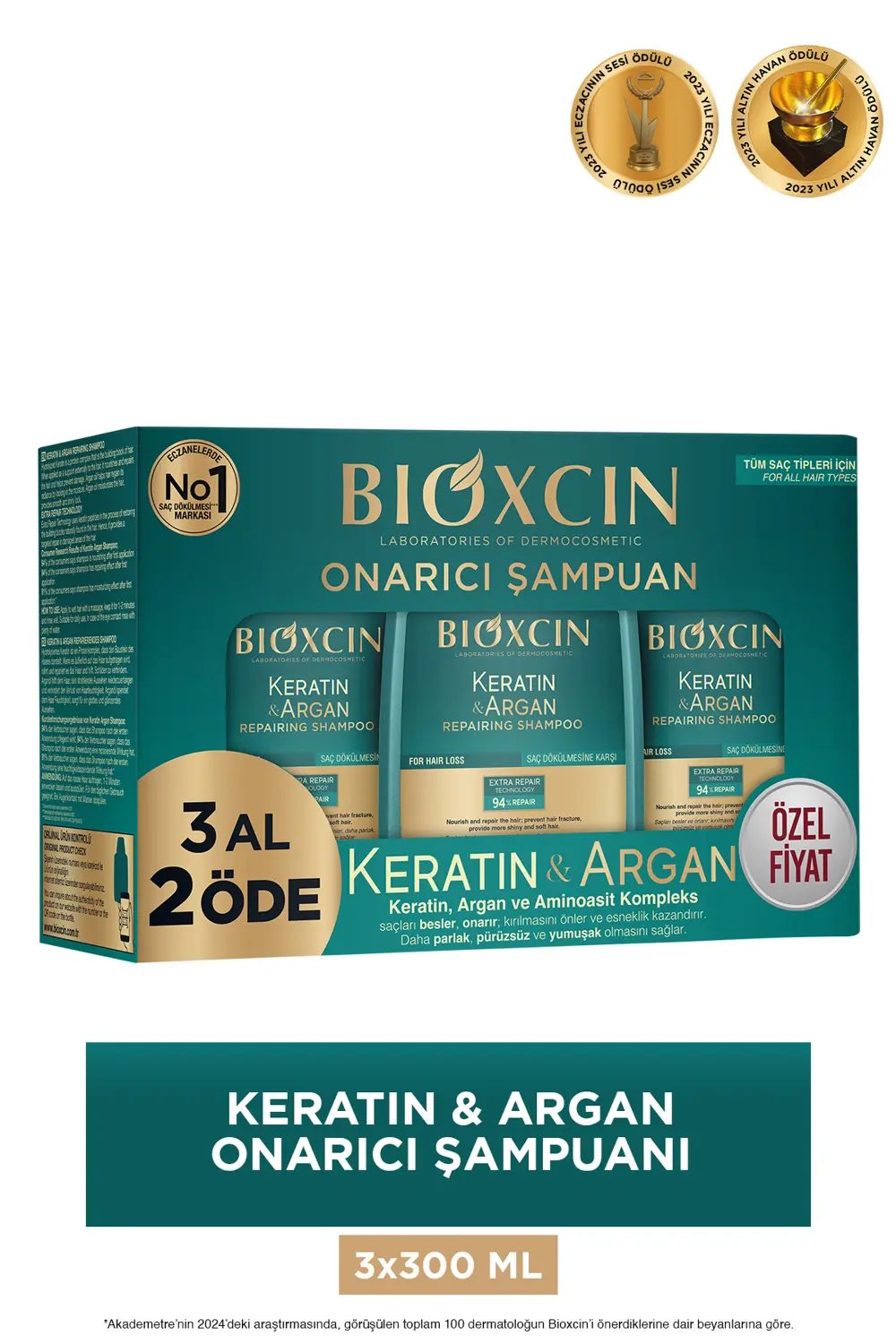 Bioxcin Keratin & Argan Onarıcı Bakım Şampuan 300 ml 3 Al 2 Öde -