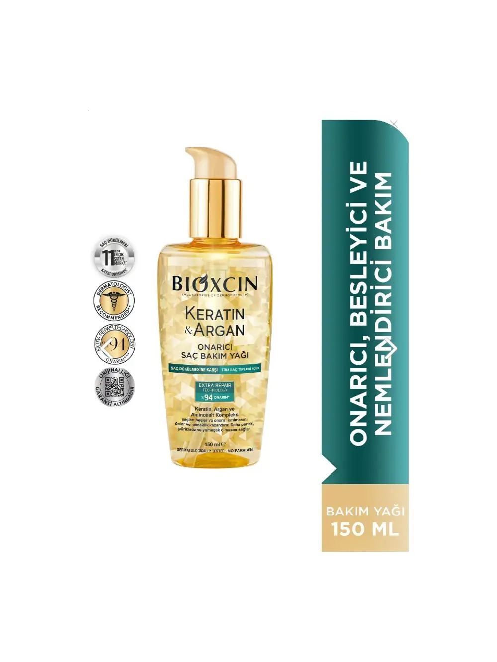 Bioxcin Keratin & Argan Onarıcı Saç Bakım Yağı 150 Ml - Yıpranmış