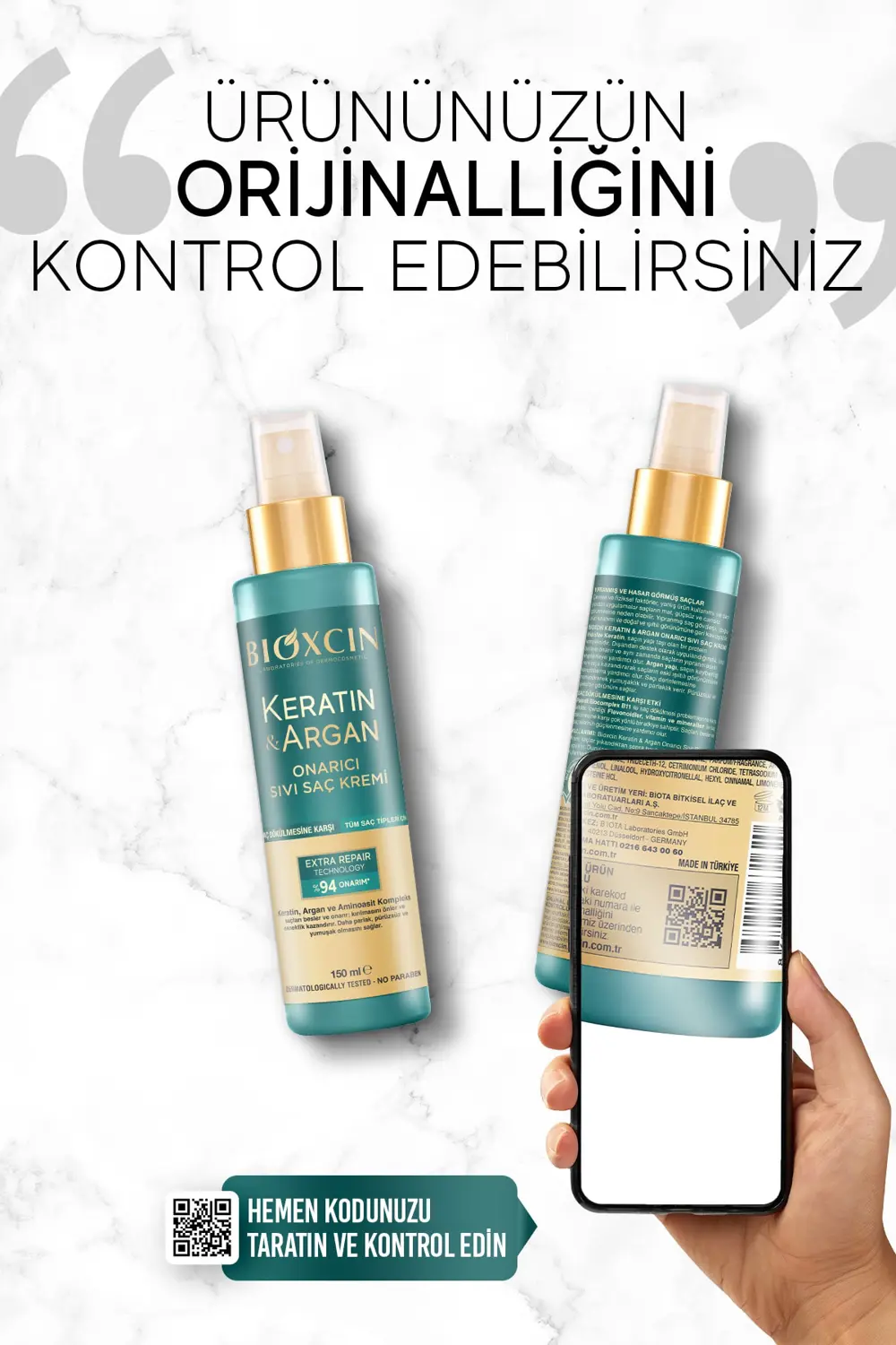 Bioxcin Keratin & Argan Onarıcı Sıvı Saç Bakım Kremi 150 Ml Yıpra
