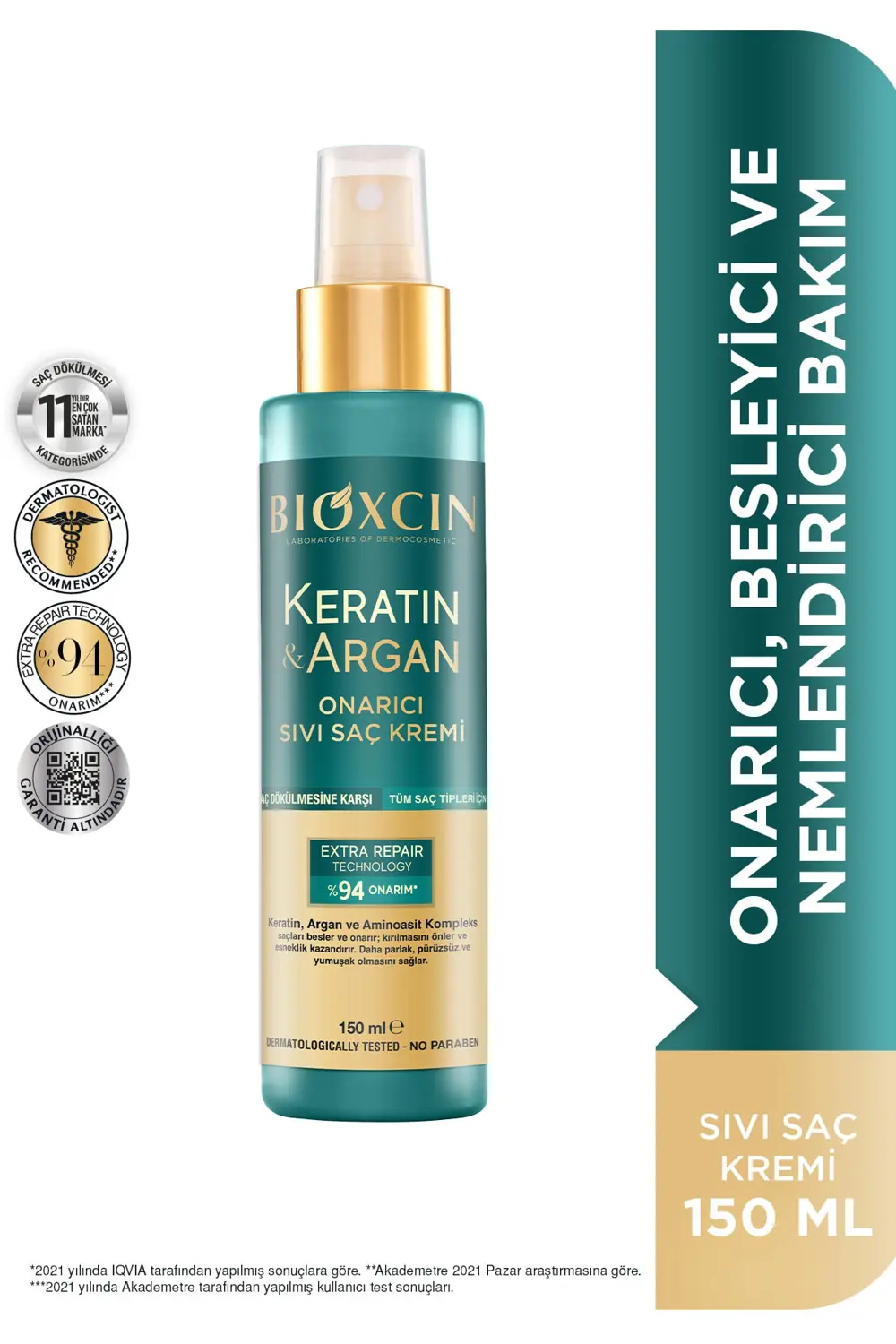Bioxcin Keratin & Argan Onarıcı Sıvı Saç Bakım Kremi 150 Ml Yıpra