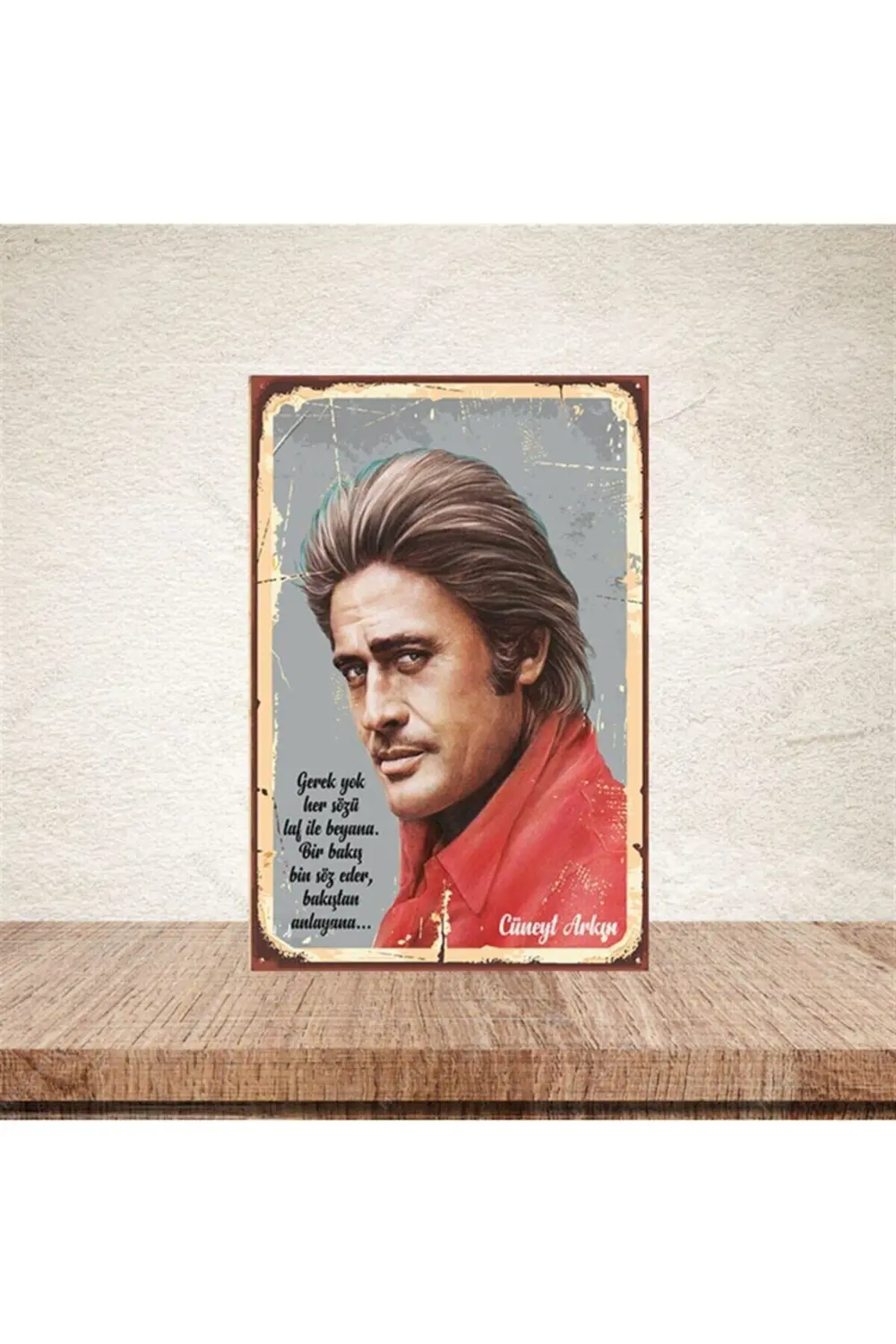 Bir Bakış Bin Söz Eder Cüneyt Arkın 20-30 Cm Retro Ahşap Poster
