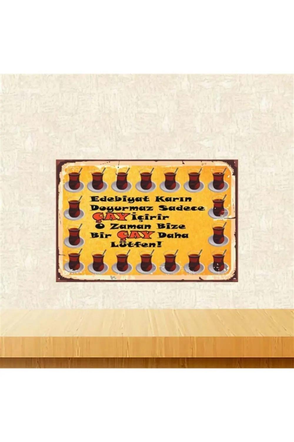 Bir Çay Daha Lütfen 20-30 Cm Retro Ahşap Poster Tkfx4130