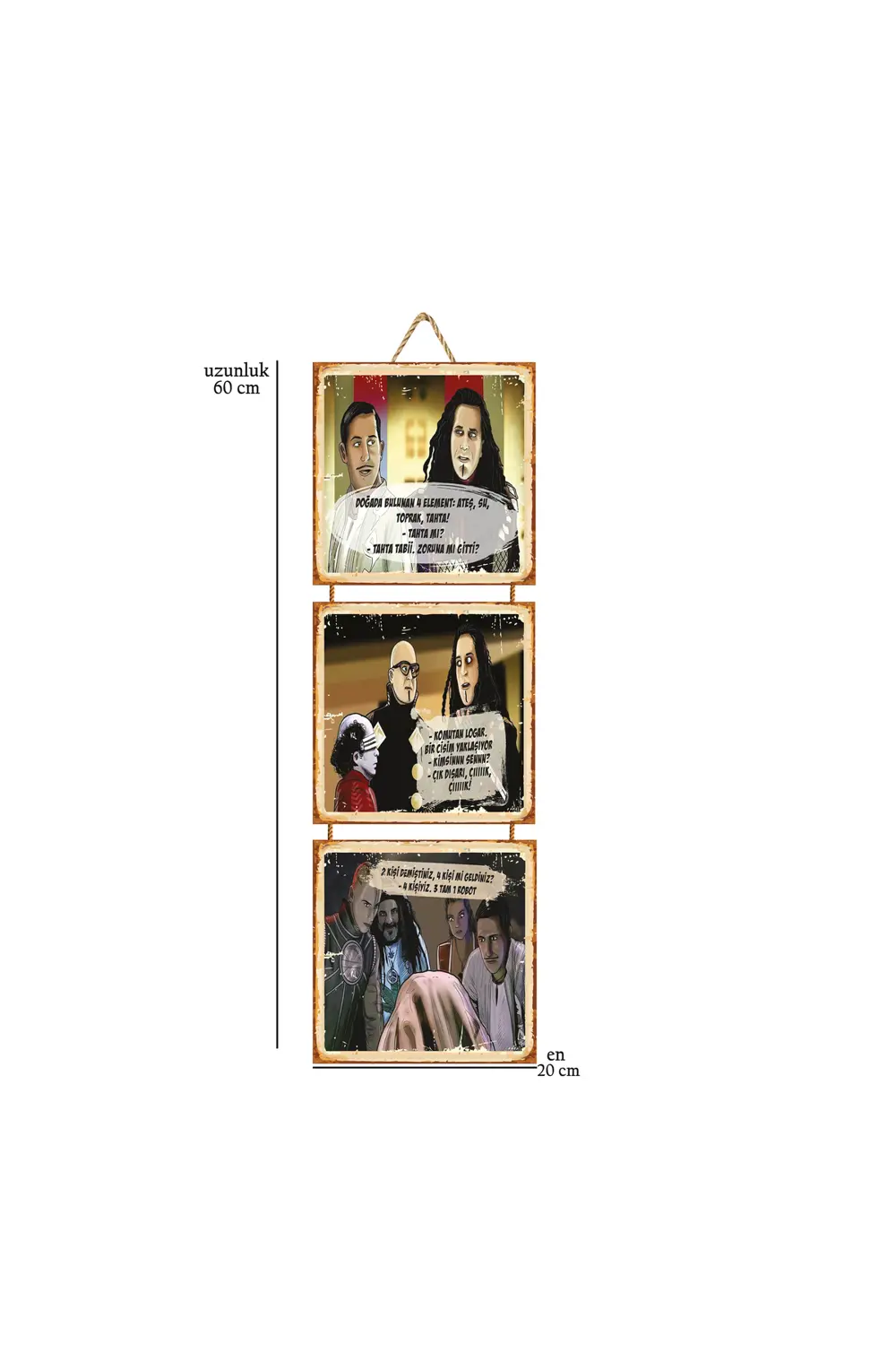 Bir Cisim Yaklaşıyor Komutan Logar 20x20 Cm Üçlü Ahşap Poster