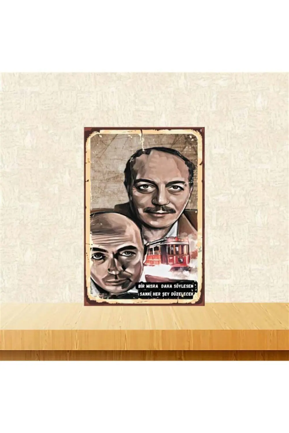Bir Mısra Daha Söylesek 20-30 cm Retro Ahşap Poster Tkfx4110