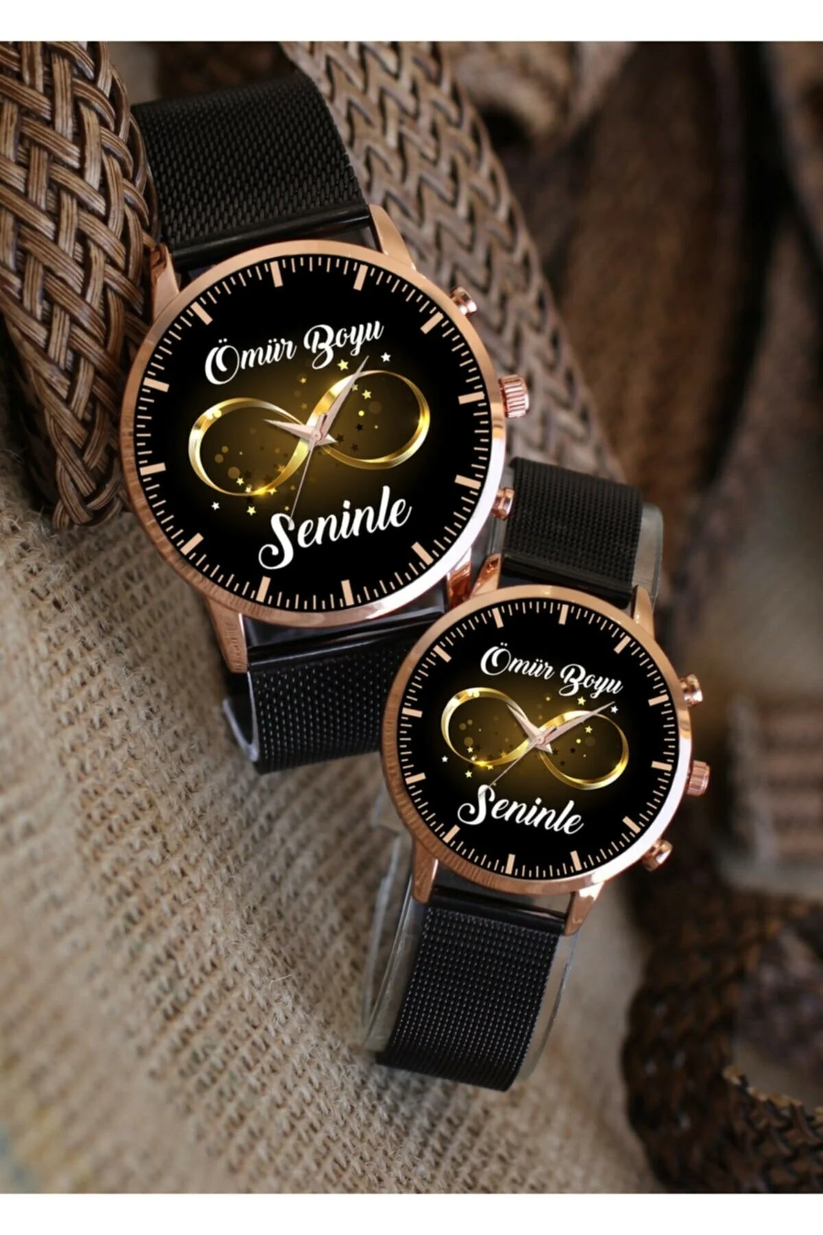 Bir Ömür Boyu Seninle Yazılı Sevgili Çift Kol Saati Hediye