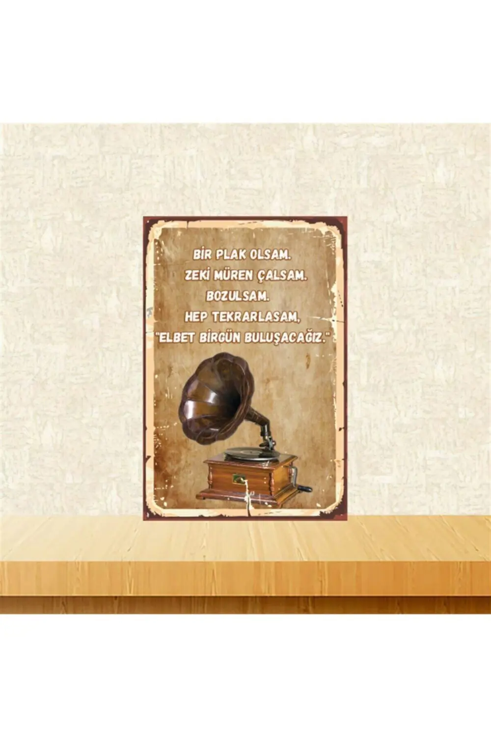 Bir Plak Olsam Zeki Müren Çalsam 20-30 Cm Retro Ahşap Poster Tkfx