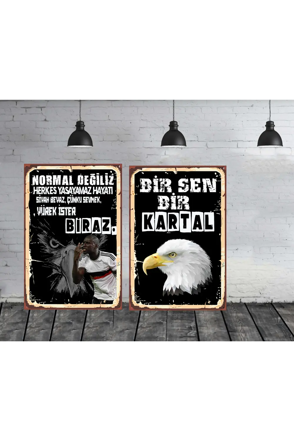 Bir Sen Bir Kartal Tasarımlı 2 adet Ebat 20 x30 CM Adet Ahşap Tab