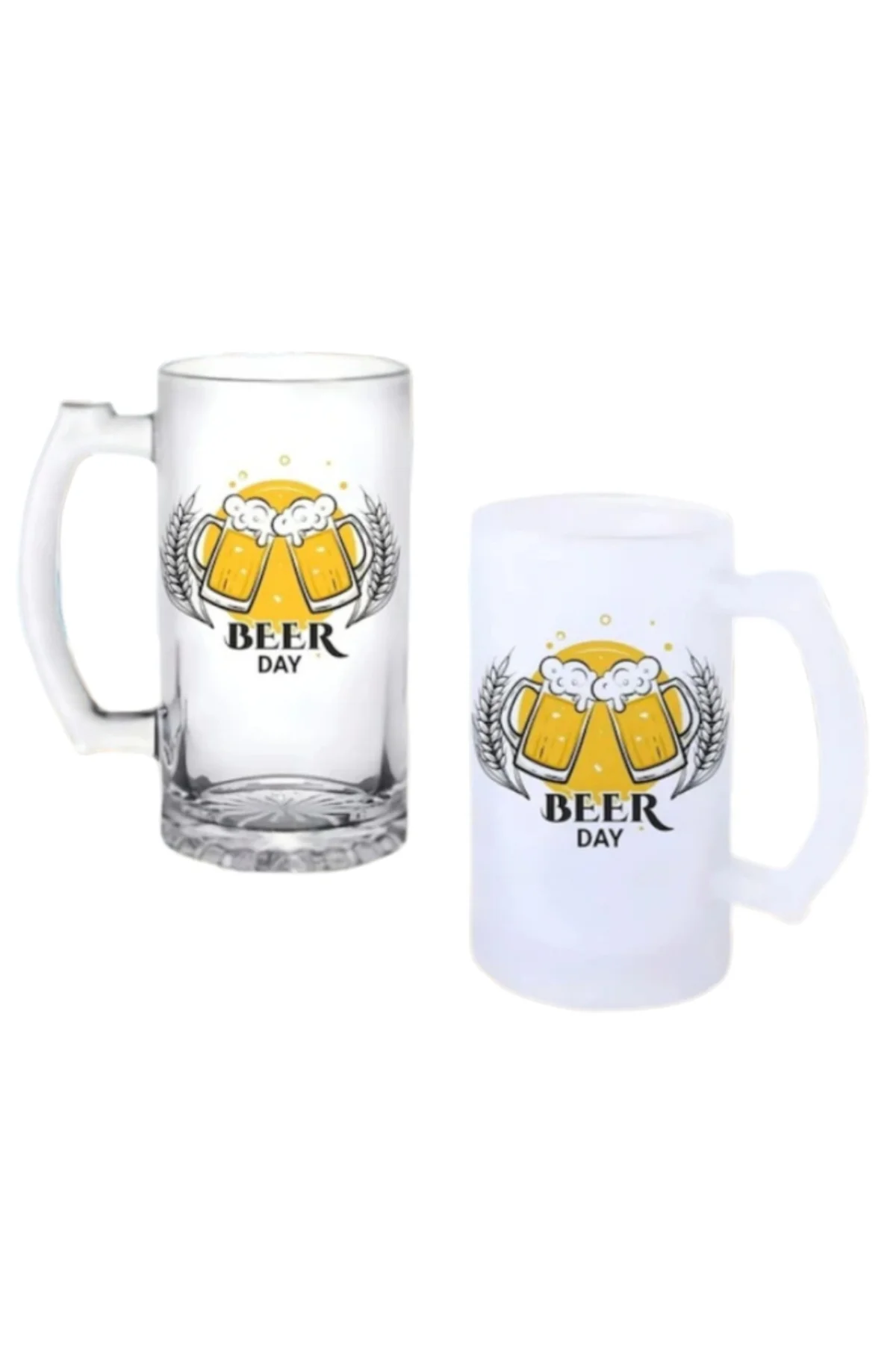 Bira Günü Kulplu Bira Bardağı Buzlu veya Şeffaf Seçenekli 028