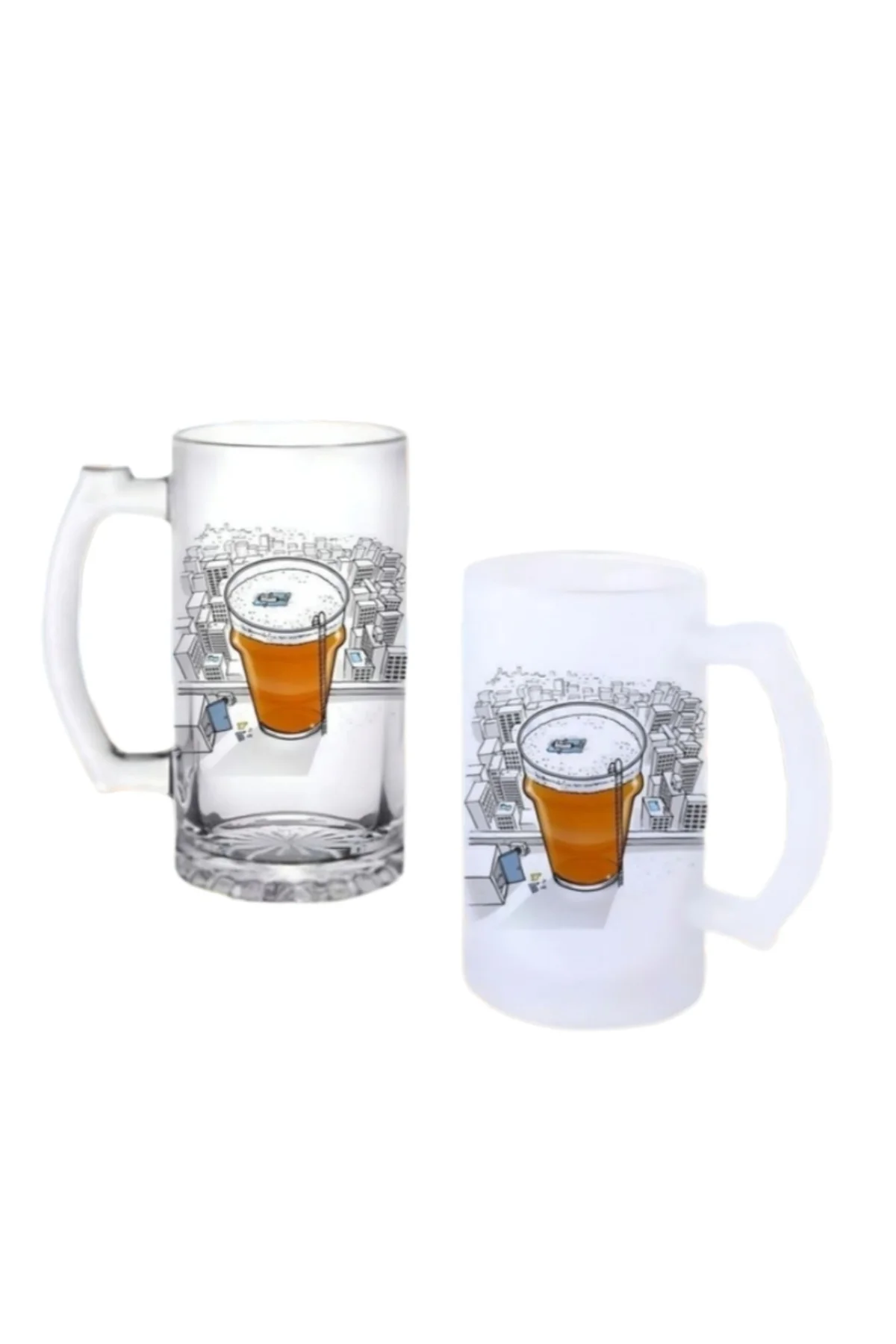 Bira Havuzu Kulplu Bira Bardağı Buzlu veya Şeffaf Seçenekli 031