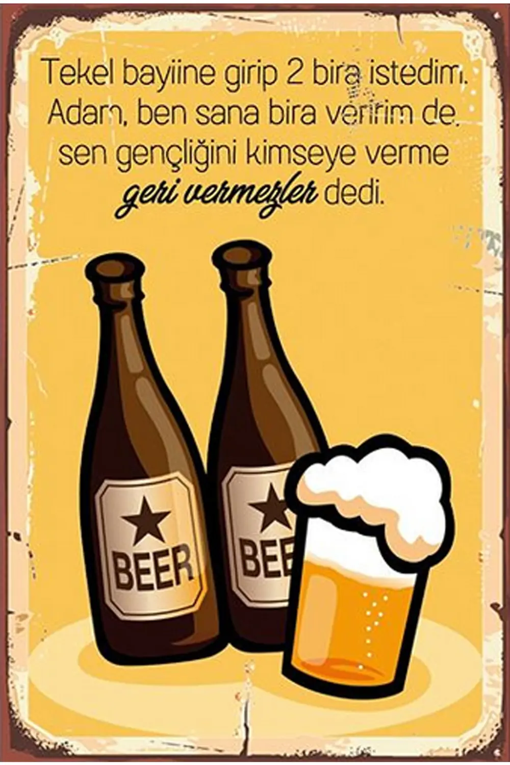 Bira Retro Ahşap Poster
