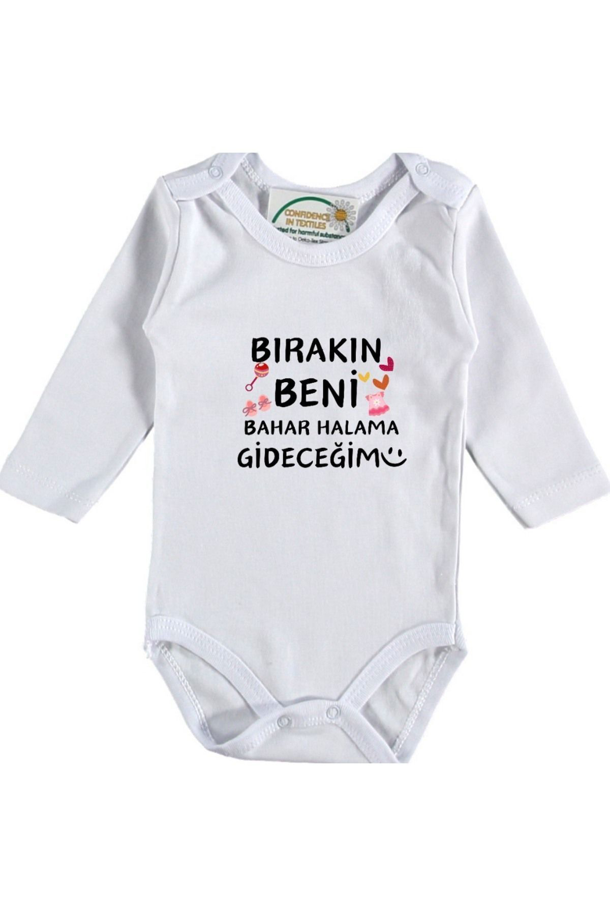 Bırakın Beni teyzeme -halama Gideceğim Yazılı Kız Bebek Zıbın