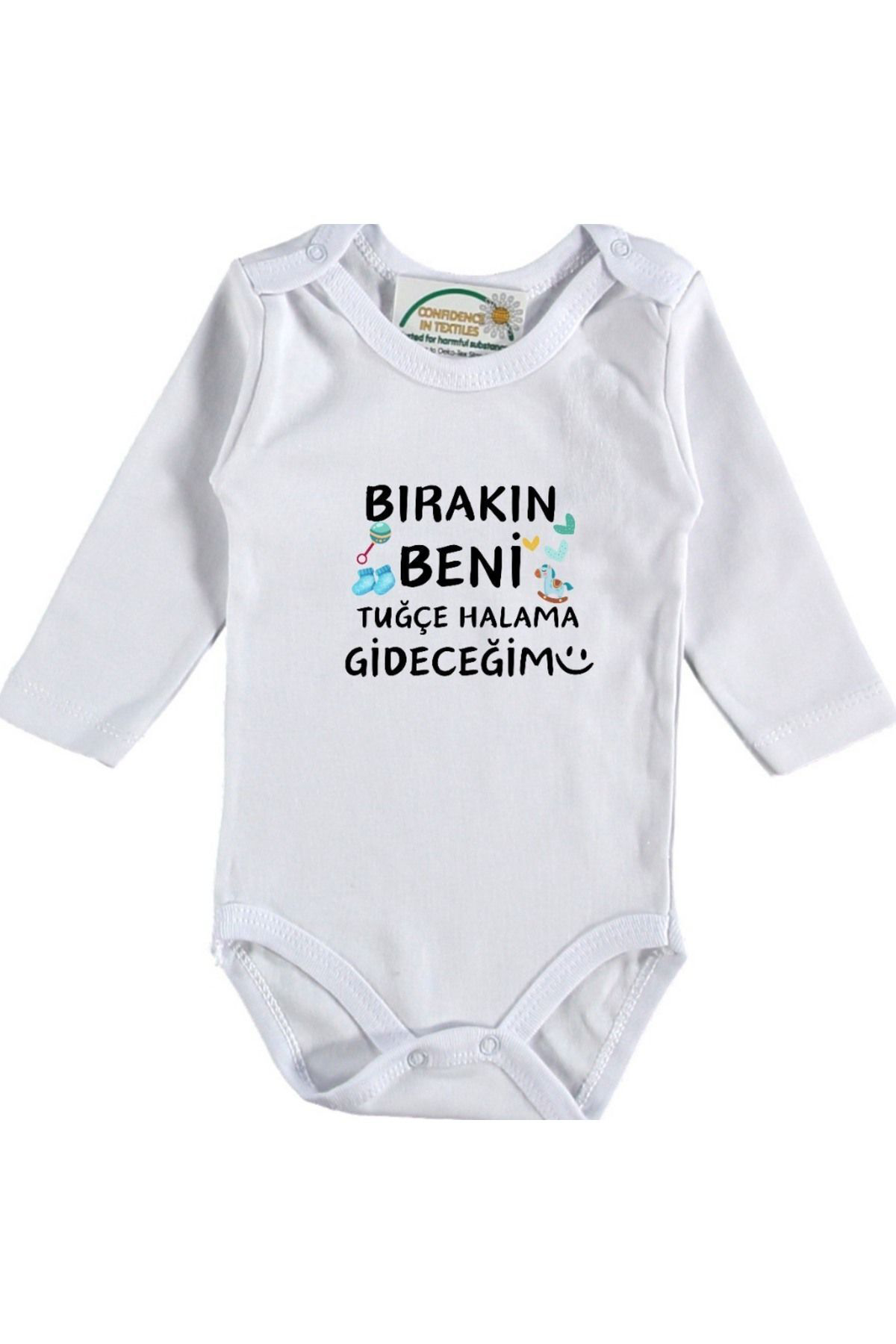 Bırakın Beni teyzeme -halama Gideceğim Yazılı Erkek Bebek Zıbın