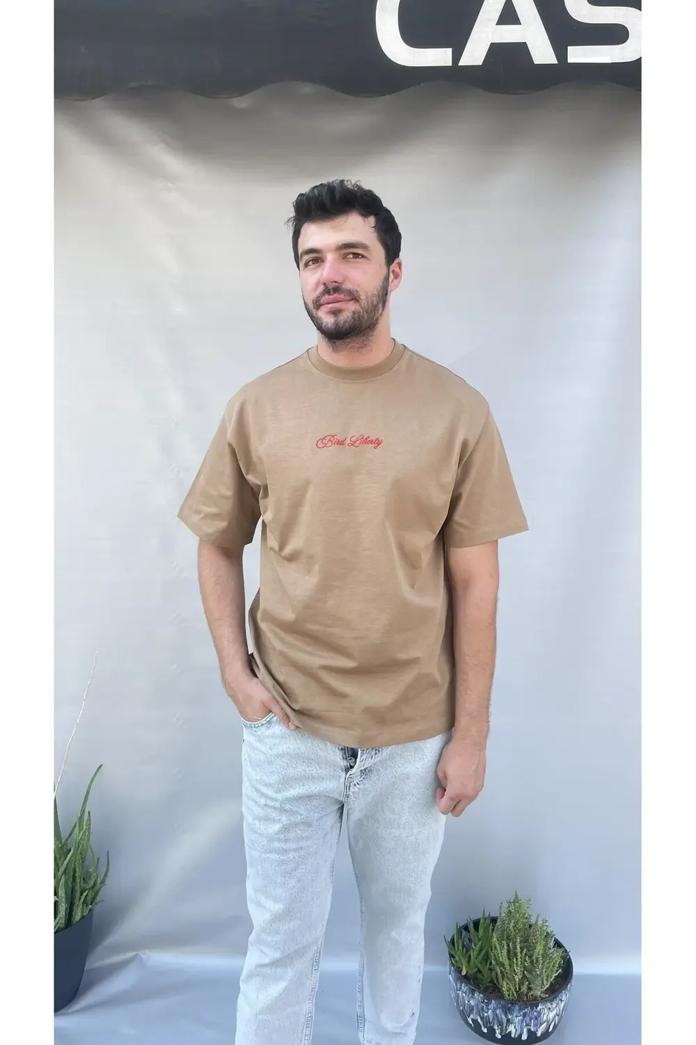 Bird Sırt Nakış Baskılı Oversize T-shirt