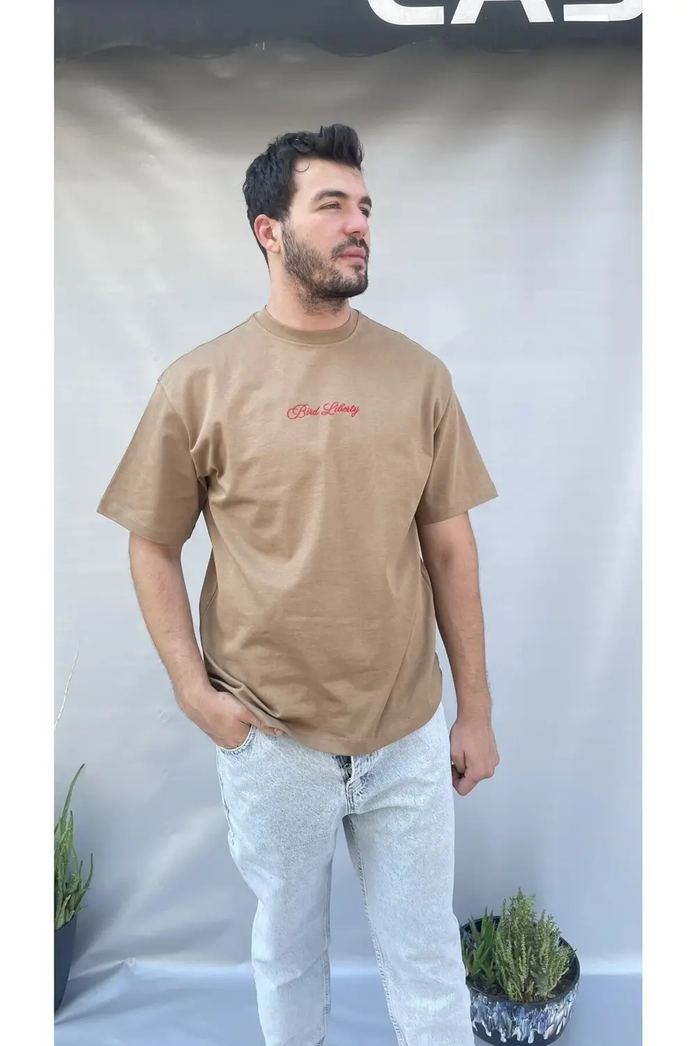 Bird Sırt Nakış Baskılı Oversize T-shirt
