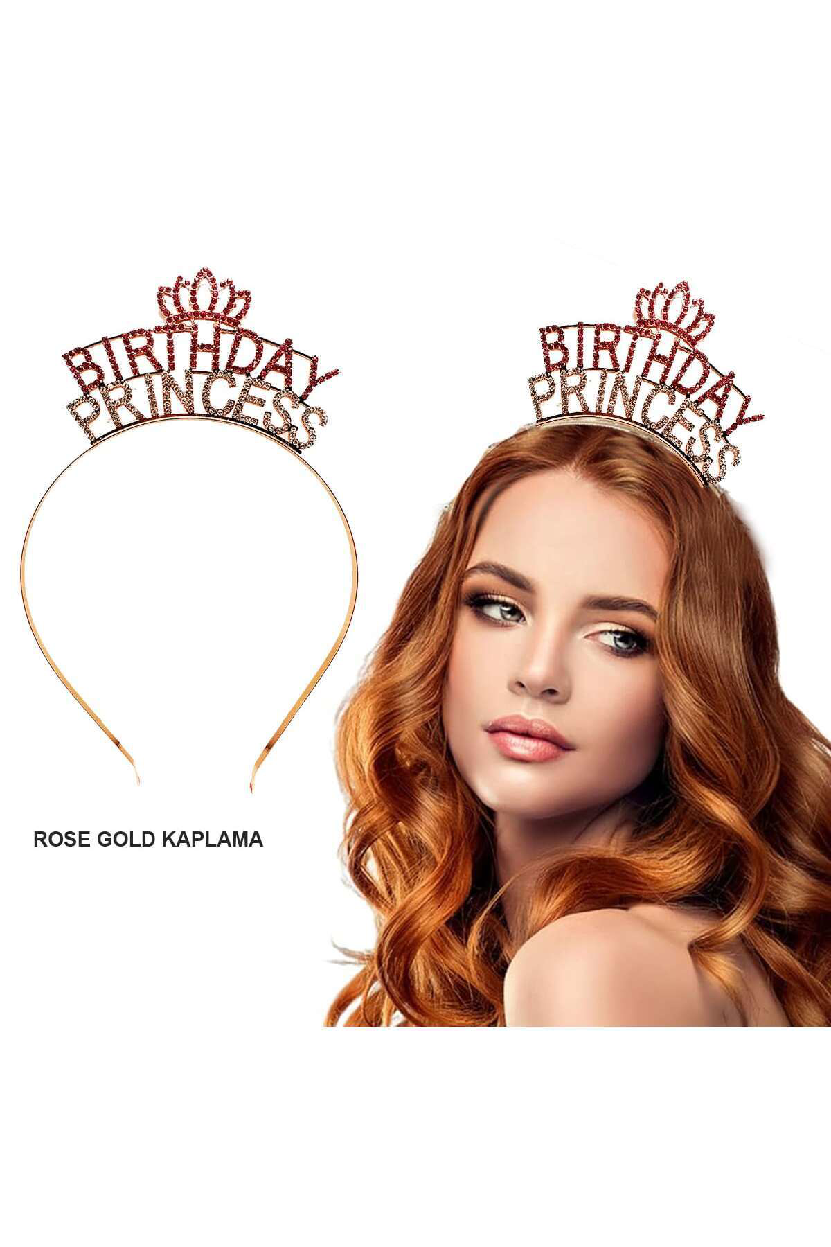Simya Ticaret Birthday Princess Kristal Taç – Rose Gold Kaplama