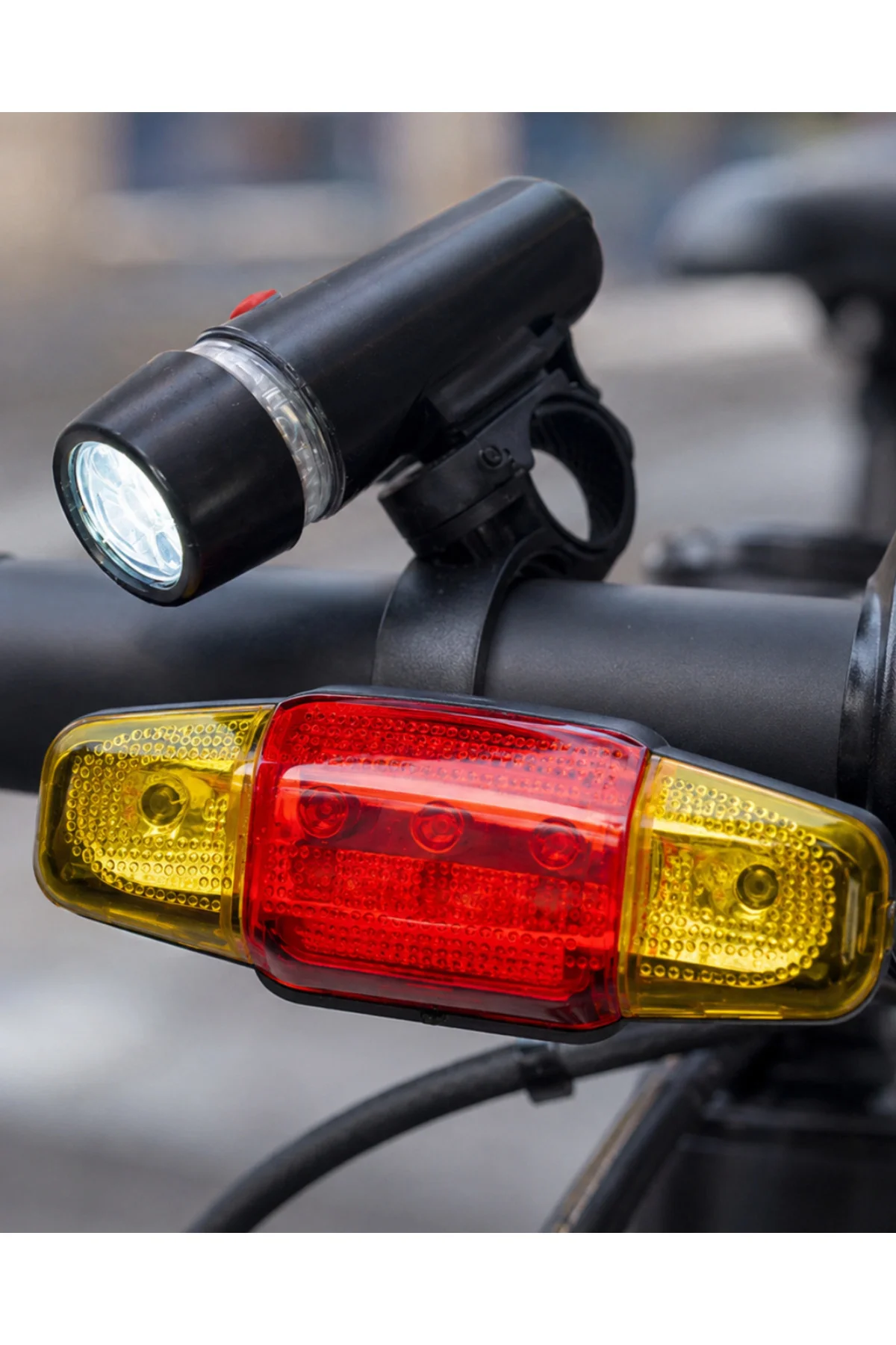 Bisiklet Emniyet Işığı Seti Güçlü LED Ön Far Arka Stop Lambası