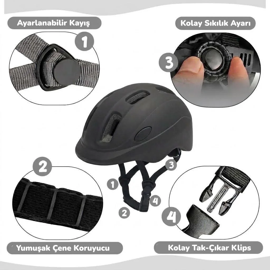 Bisiklet Kask Çocuk- IMPACT KIDDO, Siyah, Small Bisiklet Kask Çocuk- IMPACT KIDDO, Siyah, Small