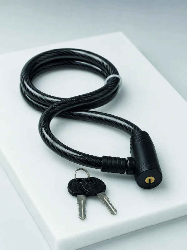 Bisiklet Kilidi 12 mm Kalın Çelik Halat 80 cm Anahtarlı Güvenlik Kilidi 2 Anahtarlı PVC Kaplamalı