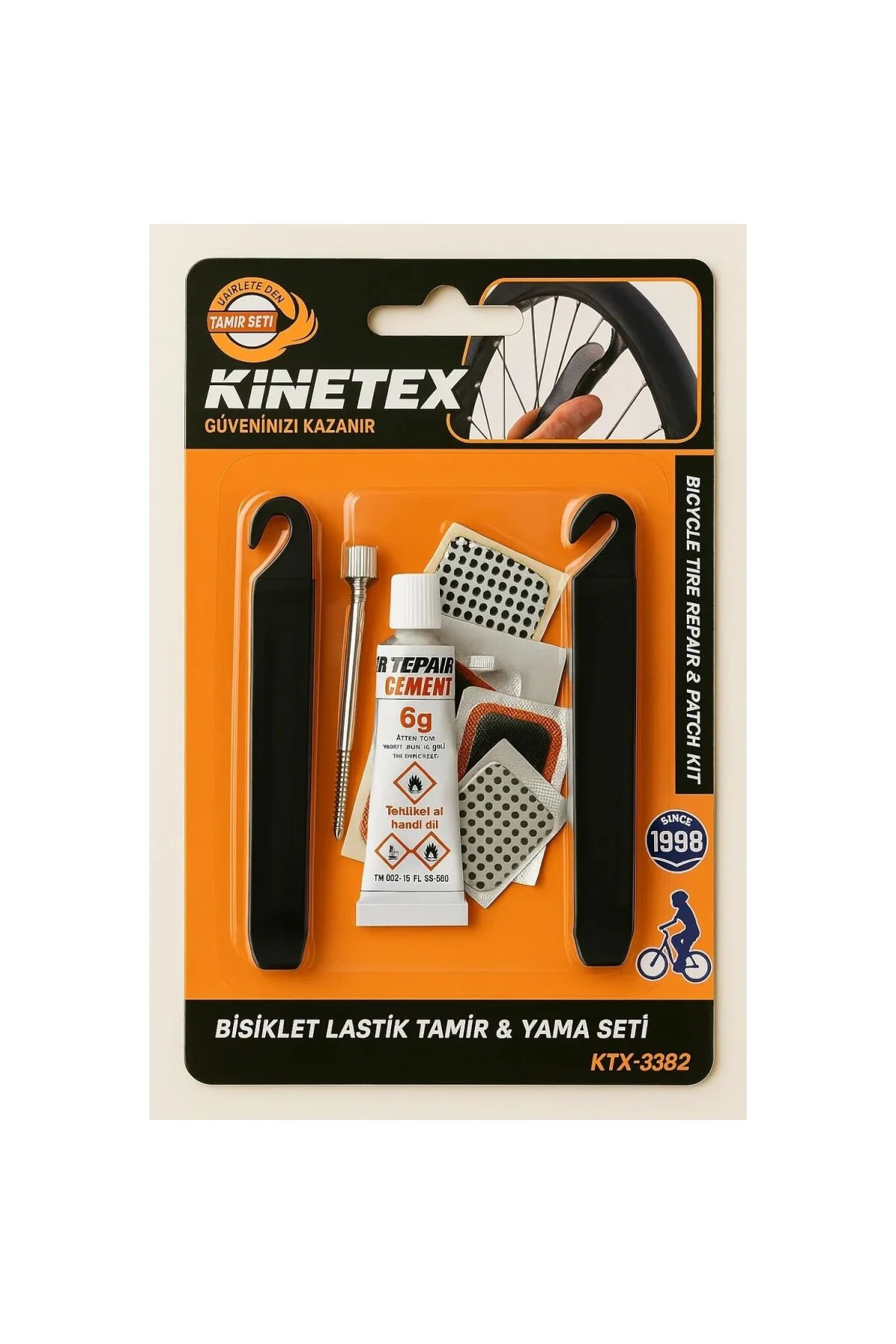 Bisiklet Lastik Tamir Yama Seti Levyeli Zımpralı Solisyonlu İğneli Set