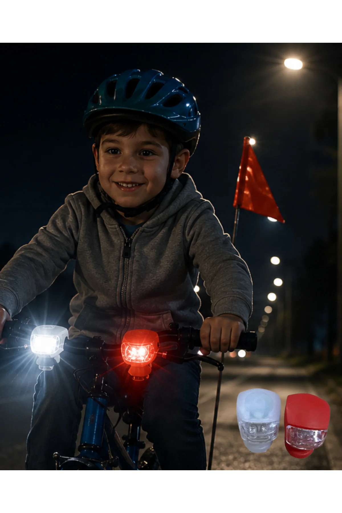 Bisiklet Ön Arka Işık Seti Silikon Çakar LED Güvenlik Lambası - Lisinya