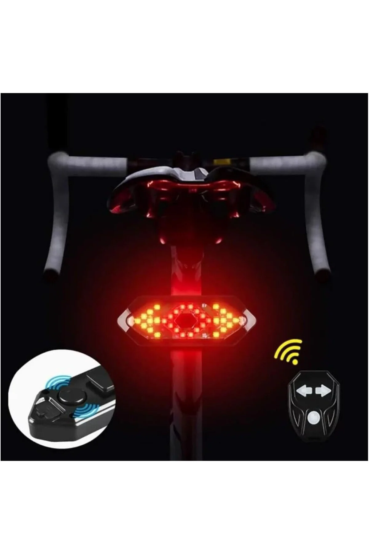 Bisiklet Scooter Dönüş Sinyali 5 Farklı Işık Şarjlı Arka LED Uyar