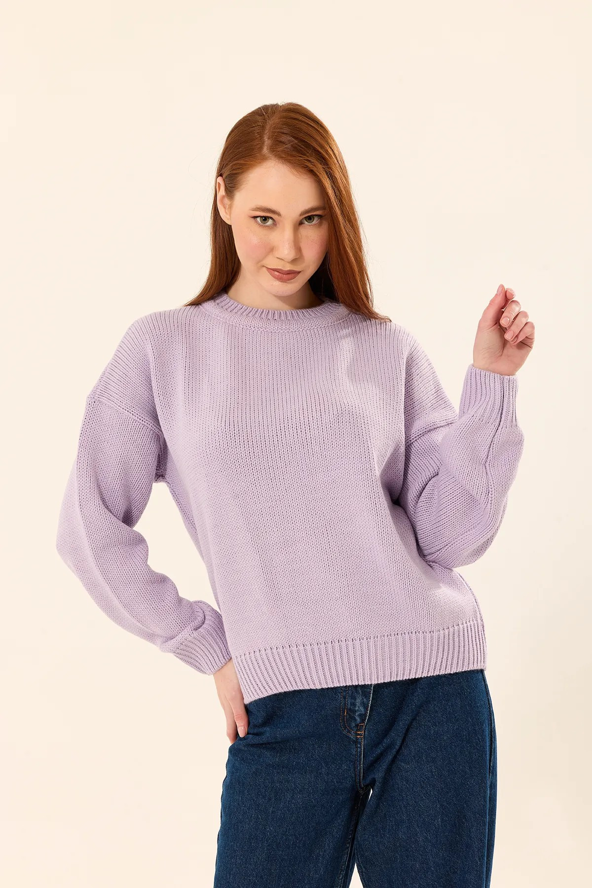 Nzl Tekstil Bisiklet Yaka Kadin Triko Kazak