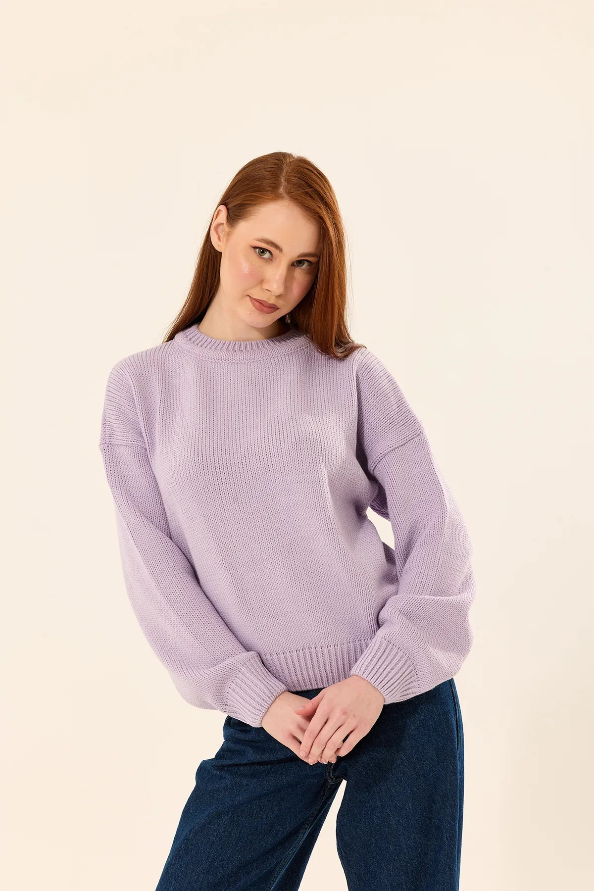 Nzl Tekstil Bisiklet Yaka Kadin Triko Kazak