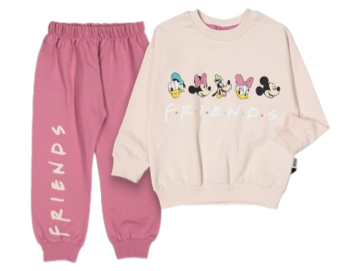 Bisiklet Yaka Uzun Kollu Minnie Mouse Baskılı Kız Çocuk Sweatshir