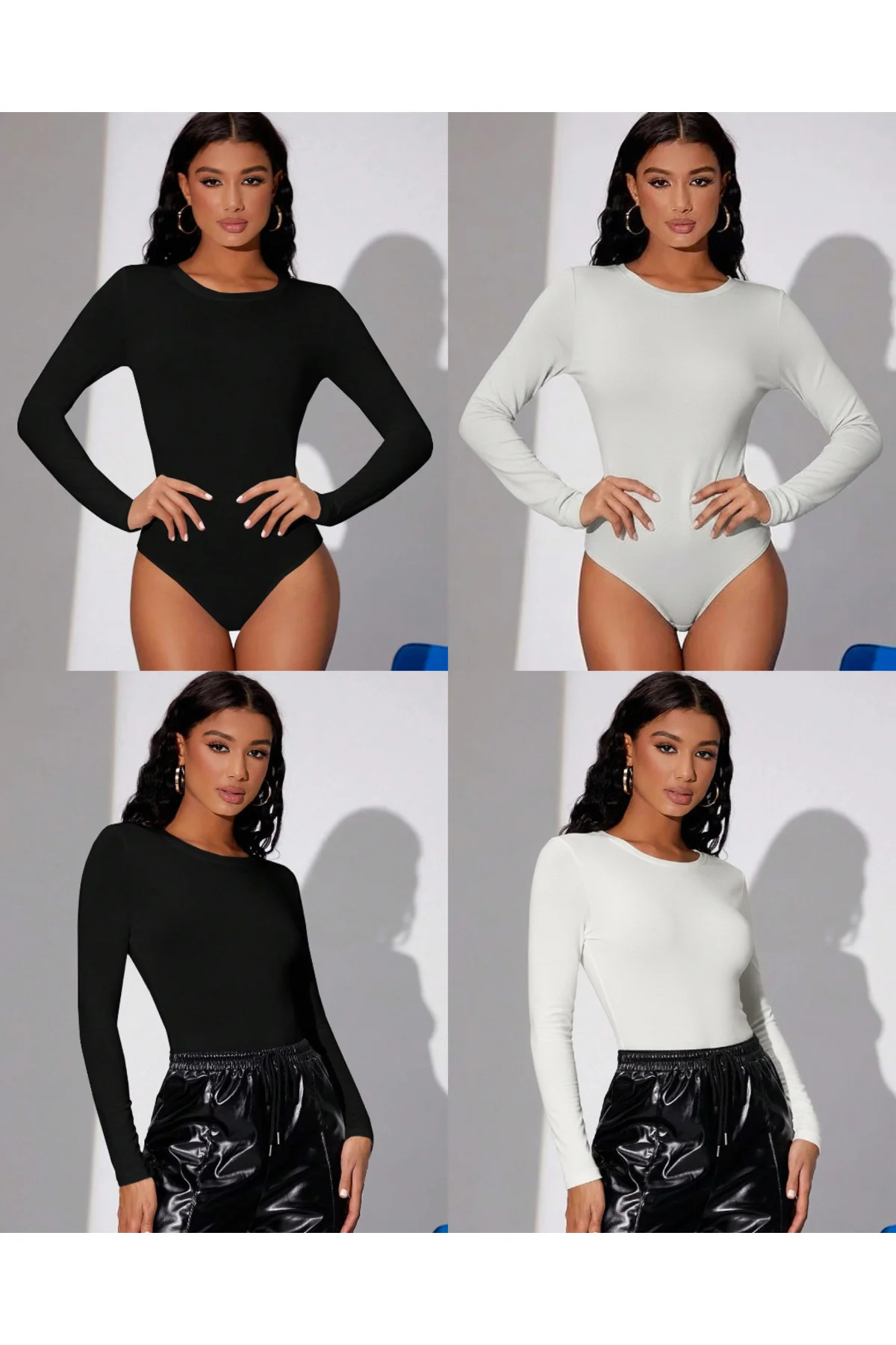 Bisiklet Yaka Uzun Kollu Çıtçıtlı Body Zıbın