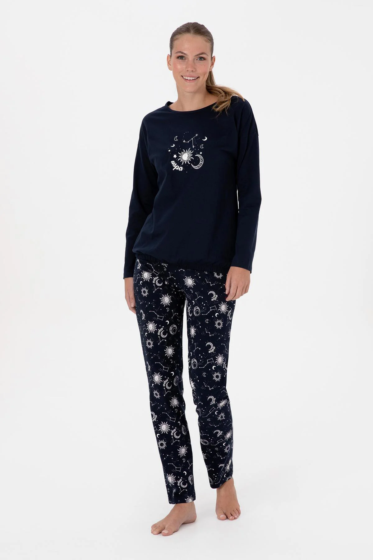 Bisiklet Yaka Uzun Kollu Pijama Takımı RAHAT KESİM S26155