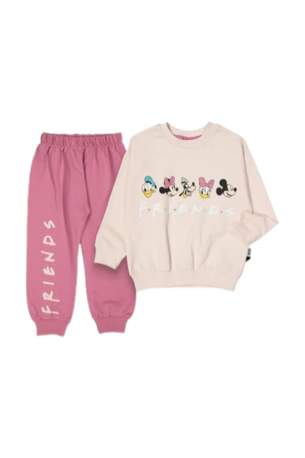 Bisiklet Yaka Uzun Kollu Minnie Mouse Baskılı Kız Çocuk Sweatshir