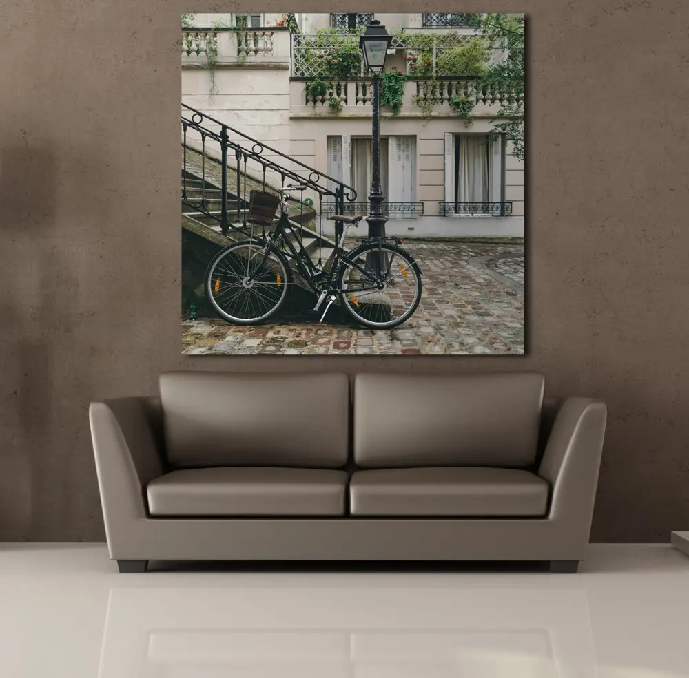 BİSİKLETLİ EV KANVAS TABLO