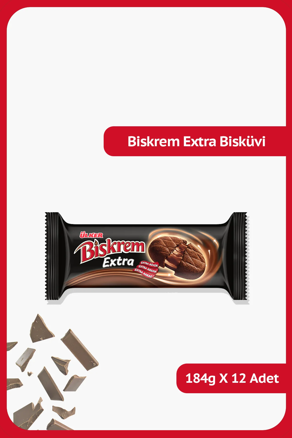 BİSKREM Extra - Kakao Kremalı - 184 gram - 12 Adet