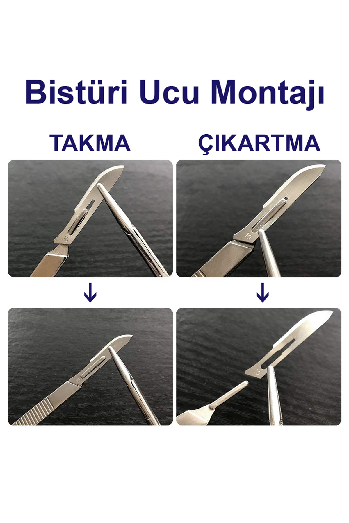Bistüri Ucu No: 10 / Steril - Paslanmaz - 100 Adet / Paket