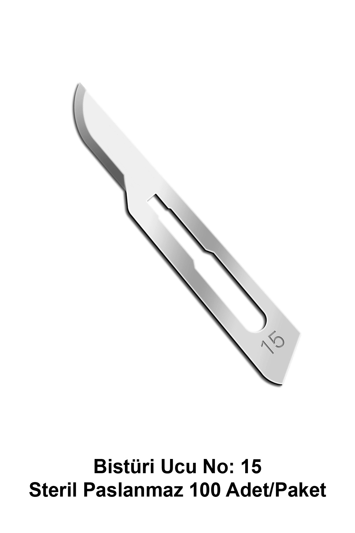 Bistüri Ucu No: 15 / Steril - Paslanmaz - 100 Adet / Paket