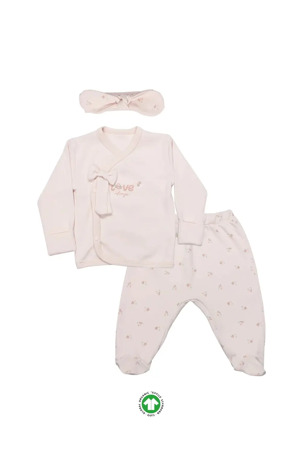 Bistyle 3lü Zıbın Takım Grow İn Love 13102 Pembe Ekru