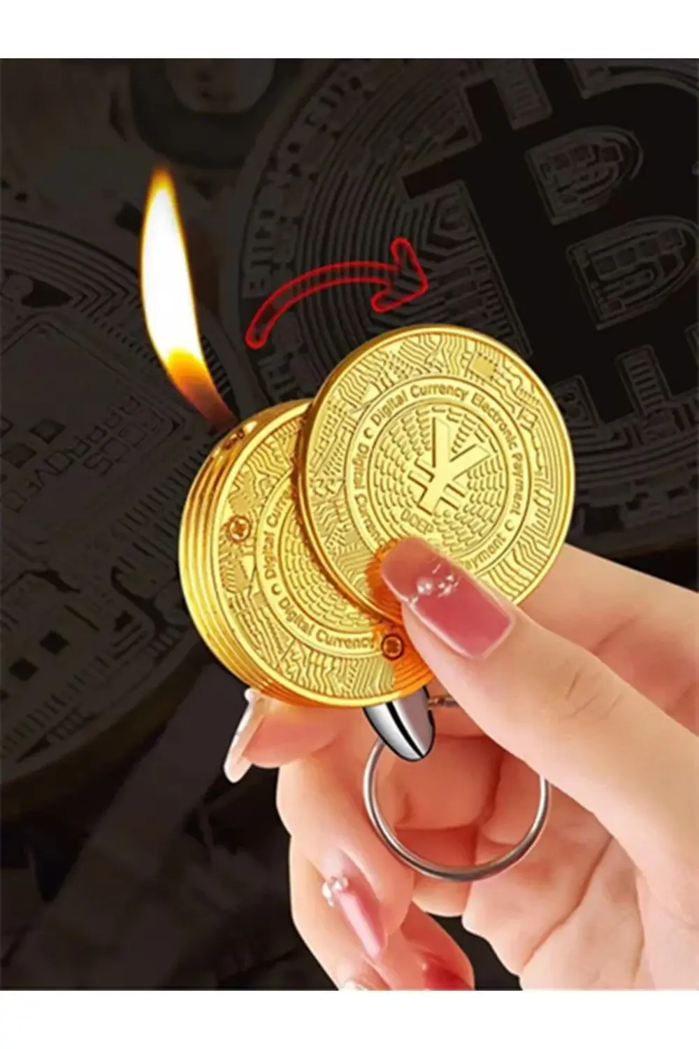 Bitcoin Anahtarlık Gazlı Metal Çakmak