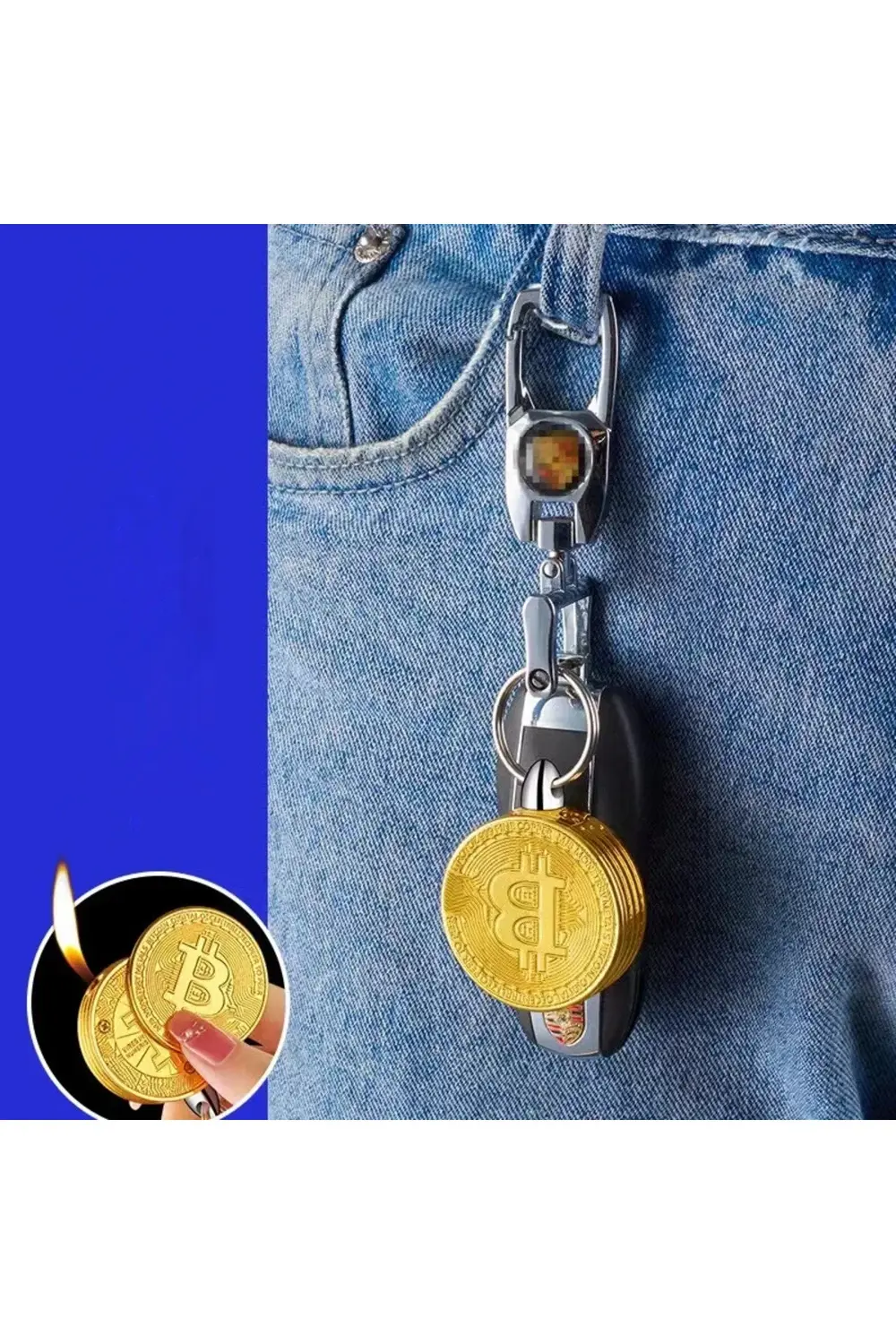 Bitcoin Anahtarlık Gazlı Metal Çakmak