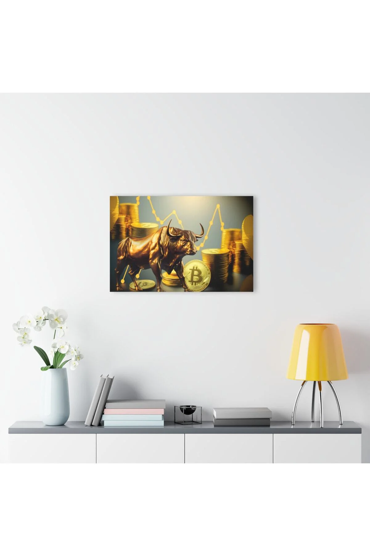 Bitcoin Kripto BTC Crypto Para Boğa Cam Tablo Duvar Dekoru