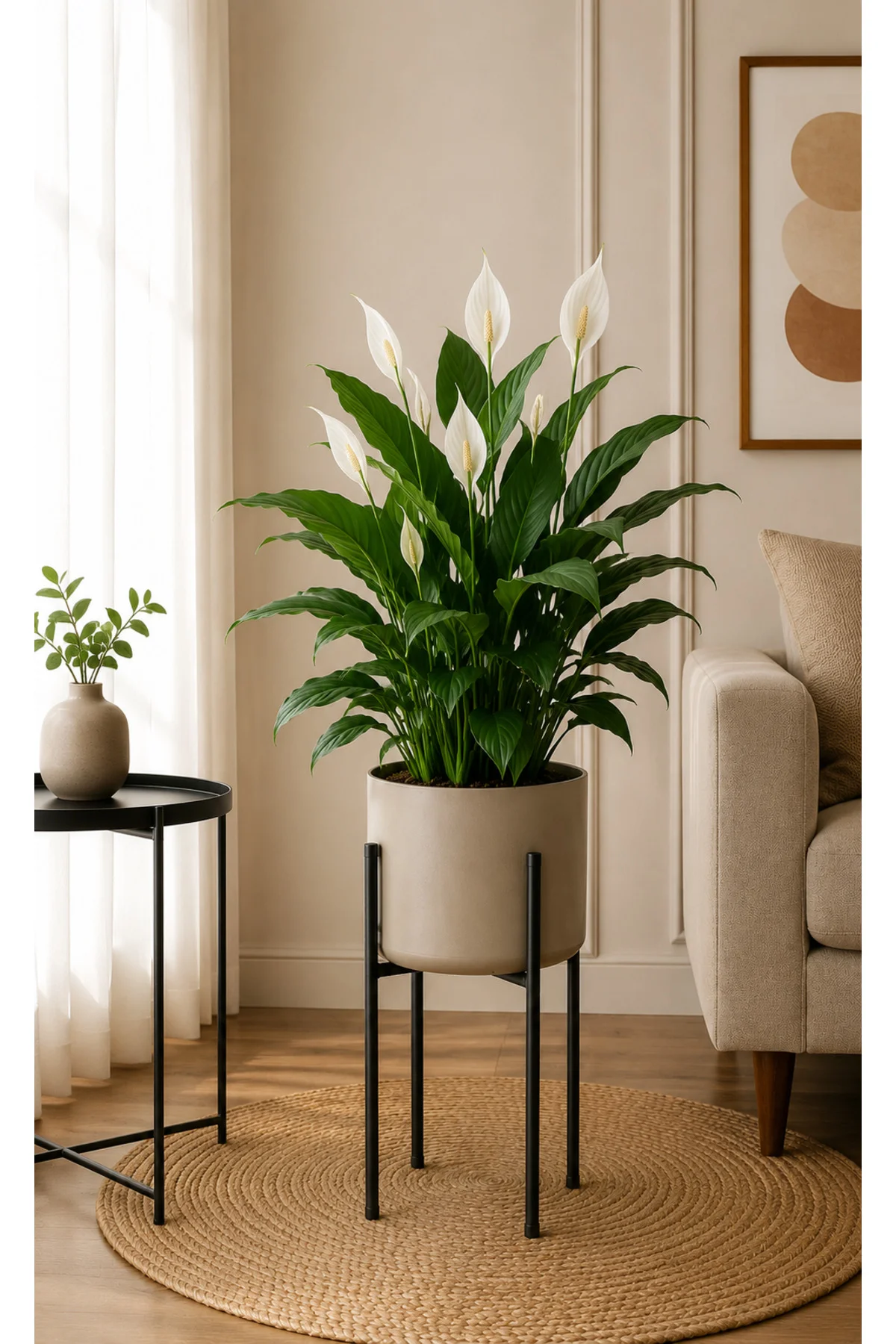 Bitkidunyam Metal Ayaklı Saksı, Silindirik, Modern Tasarım, 40x21