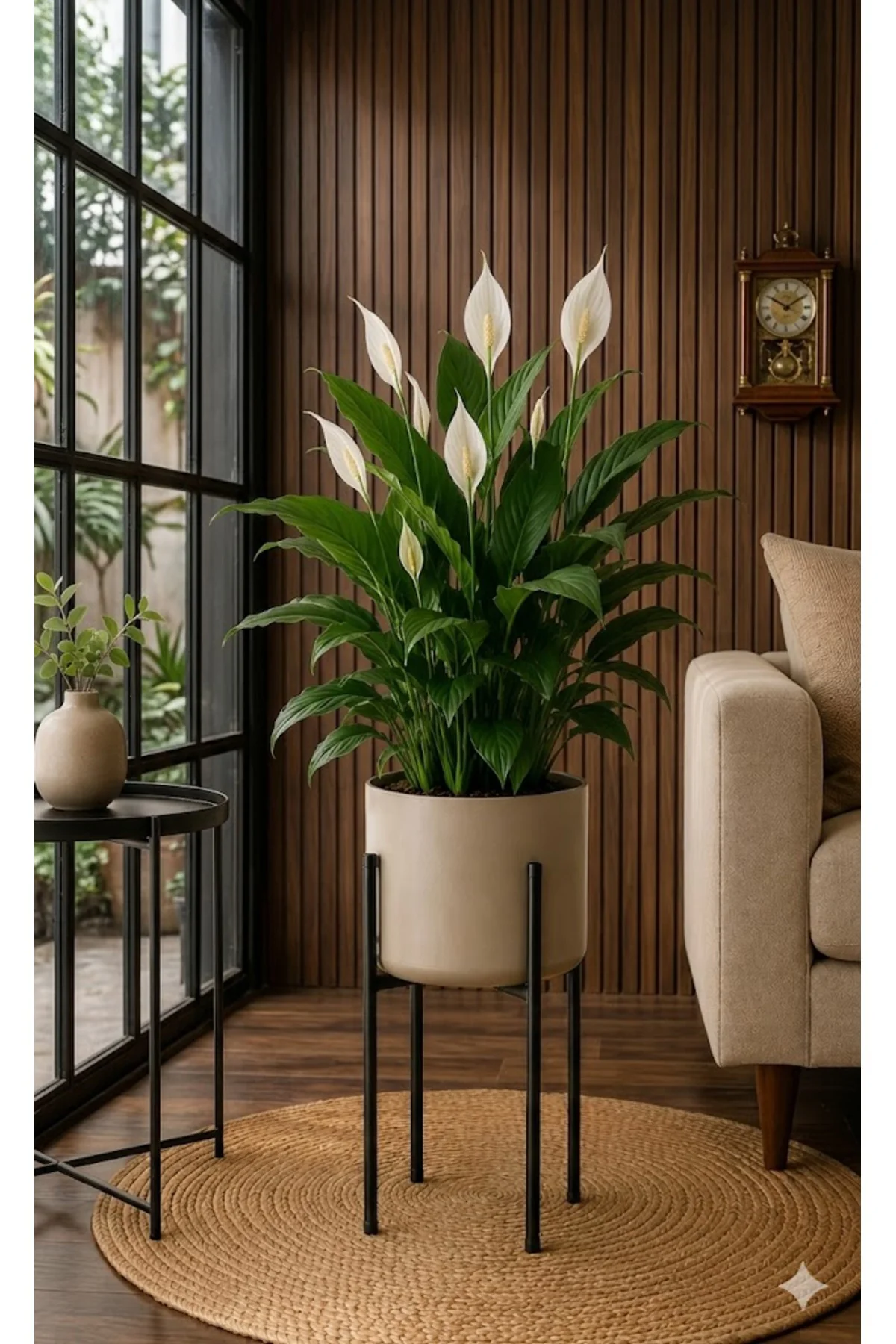 Bitkidunyam Metal Ayaklı Saksı, Silindirik, Modern Tasarım, 40x21