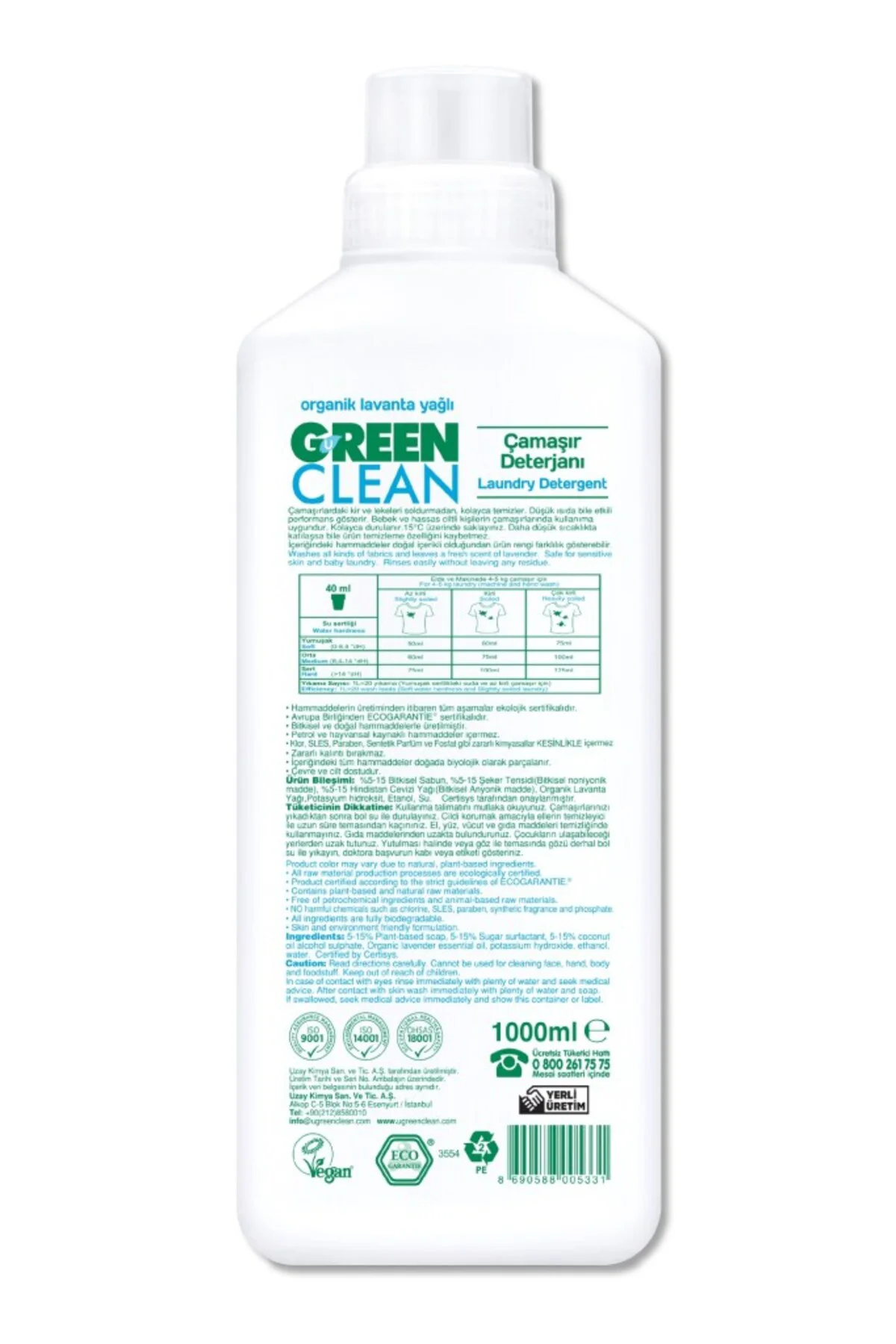Bitkisel Çamaşır Deterjanı 1000 ml (20 Yıkama)