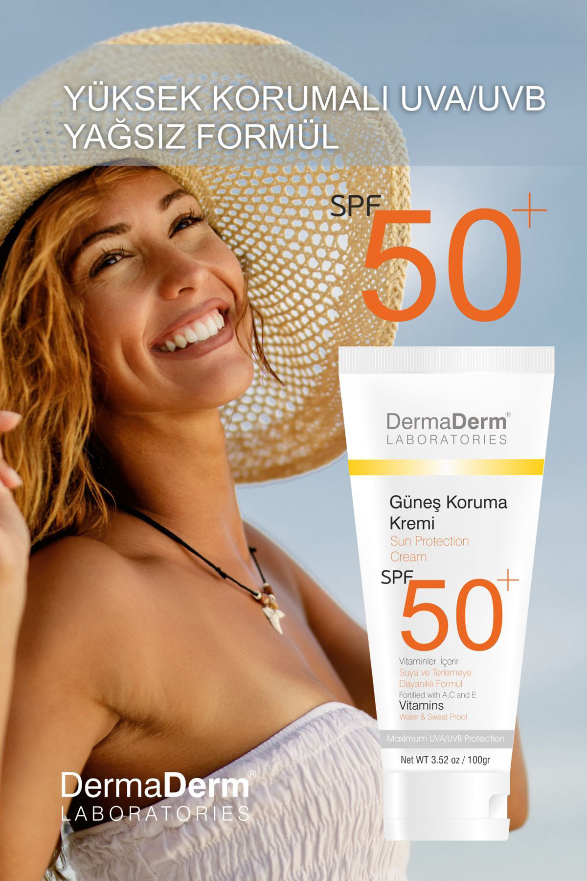 Dermaderm Bitkisel Güneş Kremi Spf 50 Faktör 100 Gr