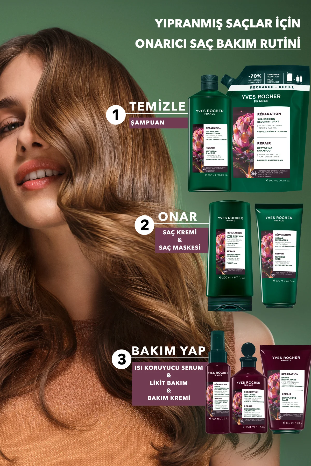 Bitkisel Keratin Bakım Kremi - Tüm Saçlar/Onarıcı / Şekillendiric