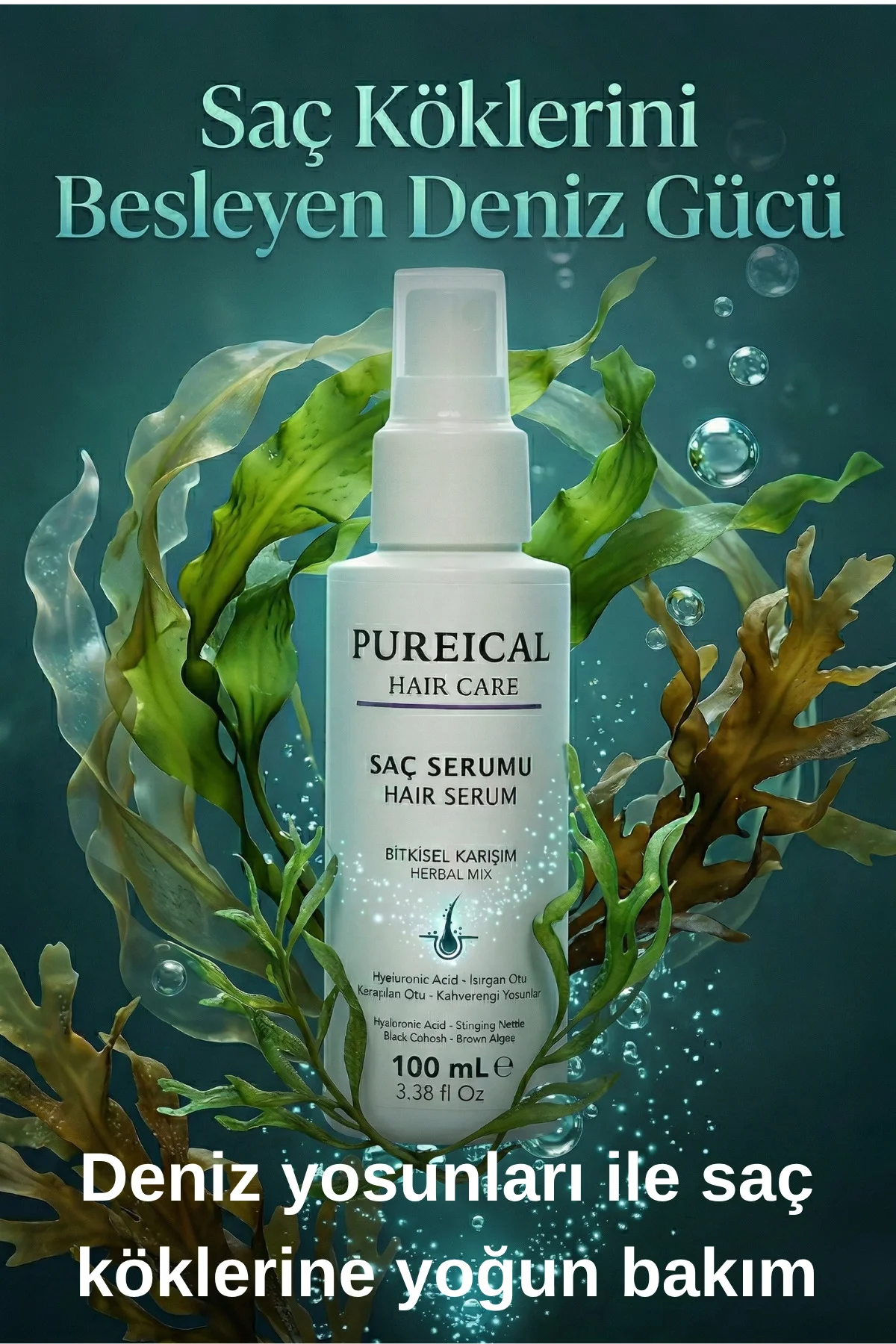 Bitkisel Saç Serumu 100 ml, Saç Kaybını Önleyici ve Güçlendirici 