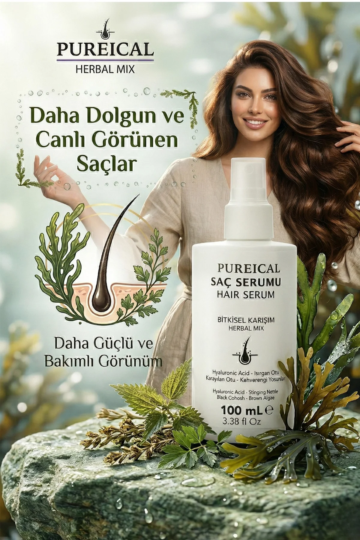 Bitkisel Saç Serumu 100 ml, Saç Kaybını Önleyici ve Güçlendirici 