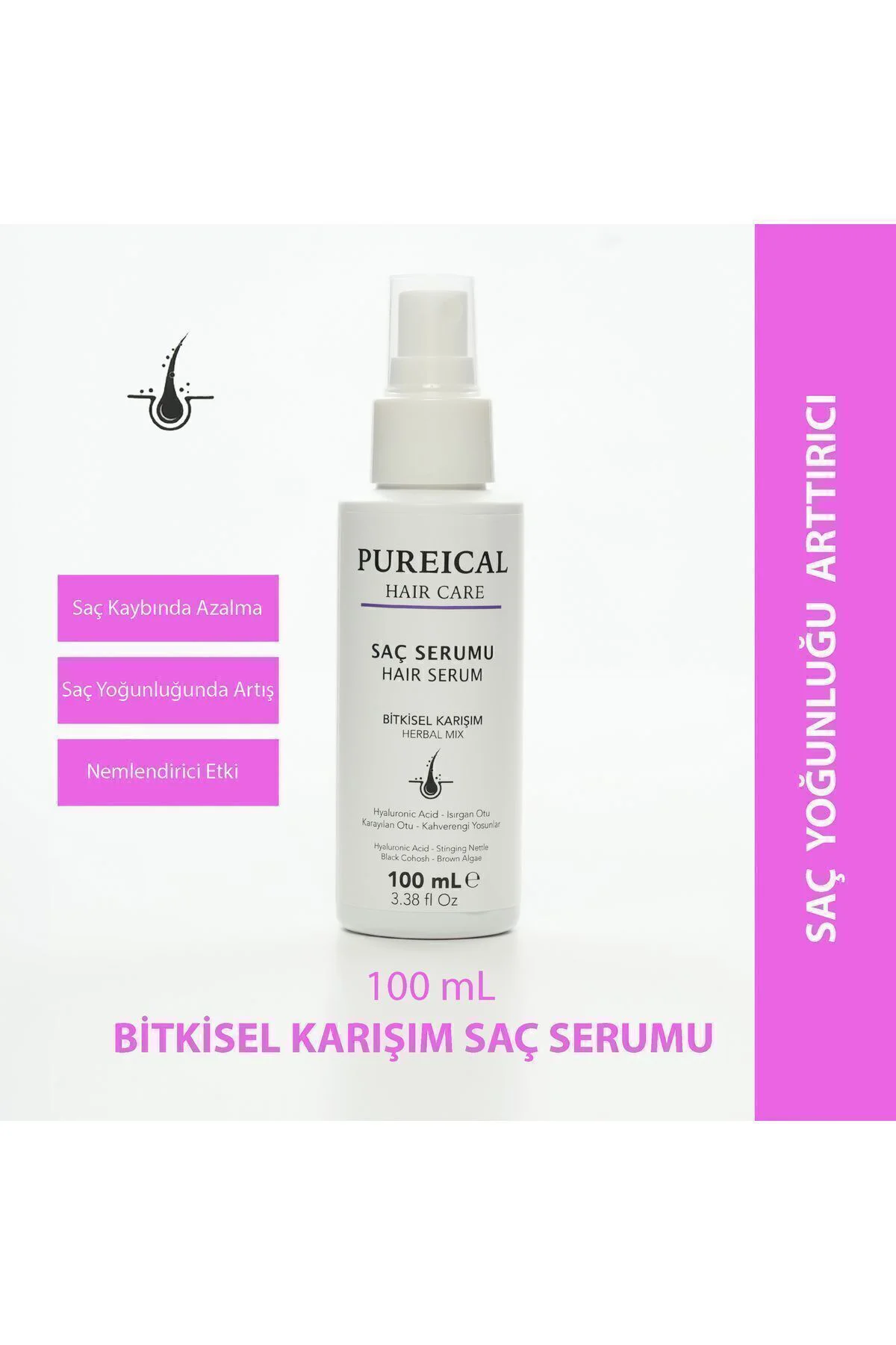 Bitkisel Saç Serumu 100 ml, Saç Kaybını Önleyici ve Güçlendirici 