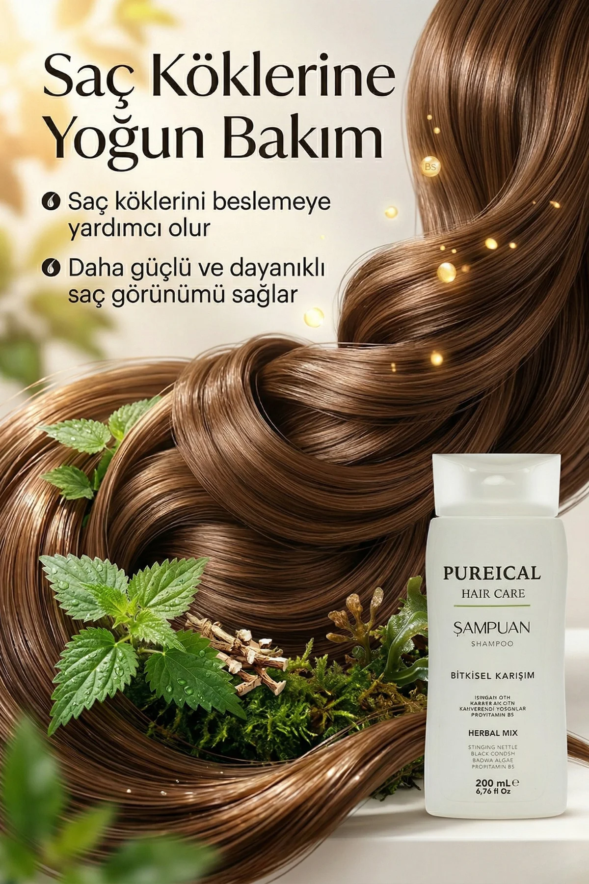 Bitkisel Şampuan 200 ml, Saç Kaybını Önleyici ve güçlendirici Bak